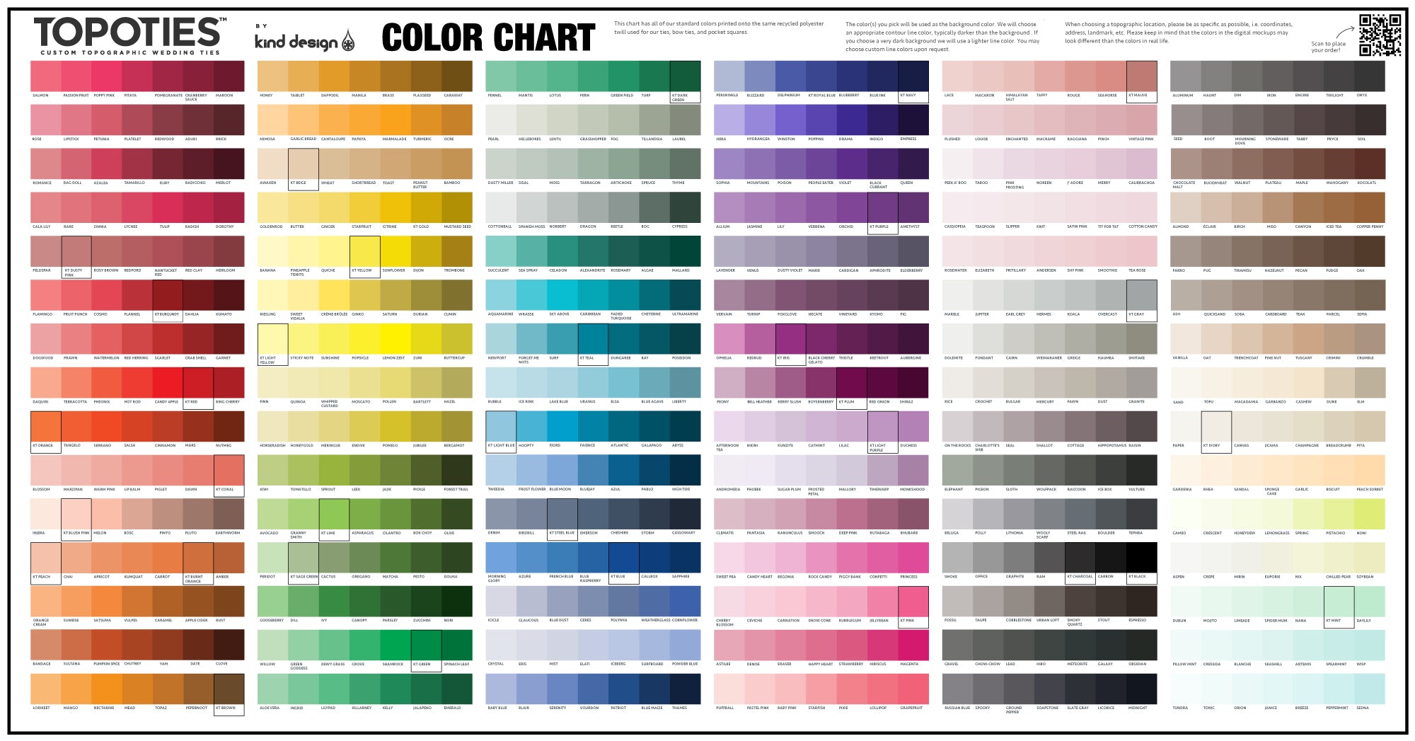 Wedding color chart | Honestweddingadvice.com
